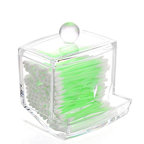 Watpot Qtip Cotton Swab Holder Dispenser Clear Acrylic Cotton Balls Storage Case Makeup Cotton Swabs Organizer Container Bathroom Accessories