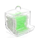Watpot Qtip Cotton Swab Holder Dispenser Clear Acrylic Cotton Balls Storage Case Makeup Cotton Swabs Organizer Container Bathroom Accessories