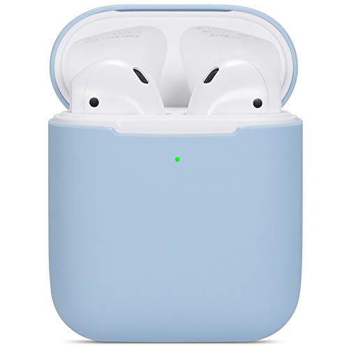 Book Cover Compatible Airpods Case, Protective Ultra-Thin Soft Silicone Shockproof Non-Slip Protection Accessories Cover Case for Apple Airpods 2 & 1 Charging Case - Light Blue