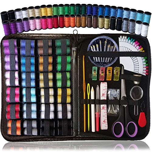 Sewing KIT, Over 110 Quality Sewing Supplies, 48 Spools of Thread, XL Sewing kit for DIY, Beginners, Emergency, Kids, Summer Campers, Travel and Home