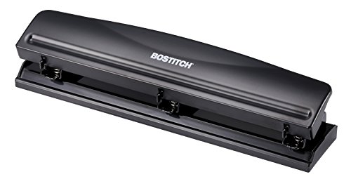 Book Cover Bostitch 3 Hole Punch, 12 Sheets, Black (KT-HP12-BLK)