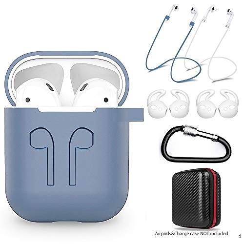 amasing Case 7 in 1 Accessories Kits Protective Silicone Cover and Skin for Charging Case with Ear Hook Grips/Airpods Staps/Airpods Clips/Skin/Tips/Grips