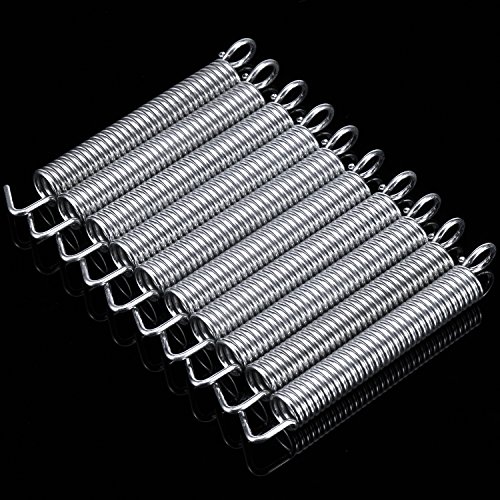 Canomo Pack of 10 Noiseless Tremolo Springs for Electric Guitar Tremolo Bridge, Silver