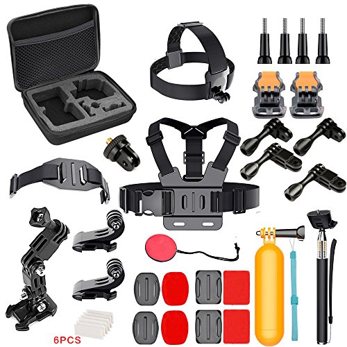 GEEKAM Accessory Kit For Gopro Hero 6/fusion/5/Session/4/3/2/HD/HERO+ (Wi-Fi Enabled) Silver Cameras SJ4000/5000/6000/GEEKAM/AKASO/APEMAN/DBPOWER/And Sony Sports DV and More