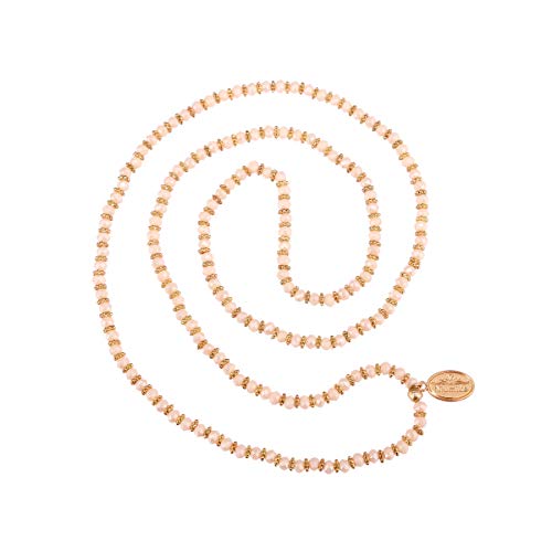 Niumike Crystal Beads Long Necklaces with Statement Transparent Pendant,100% Hand Braided Necklace