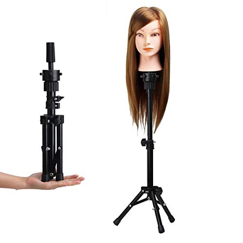 WAM Direct Mini Mannequin Head Holder Tripod Stand,Adjustable Training Doll Head Stand Mannequin Manikin Head Tripod Wig Stand