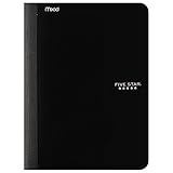 Five Star Composition Book, Notebook with Pockets, 100 Sheets, 9-3/4" x 7-1/2", Black (09276AA2)
