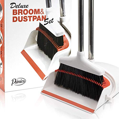 Primica Broom and Dustpan Set - Self-Cleaning Broom Bristles - Ideal Kitchen, Home and Lobby Broom and Dustpan Combo - Premium Brush, Wisp and Dust Cleaner