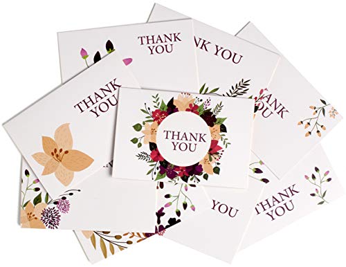 Book Cover Thank you cards,45 Bulk Floral Flower Thank you Notes with Heavy-Weight Envelopes, Luxury Ballpoint Pen & 120 Message ideas,9 Design 4 x 6-Inch Blank for Bridal Shower, Wedding, Baby Shower & Business