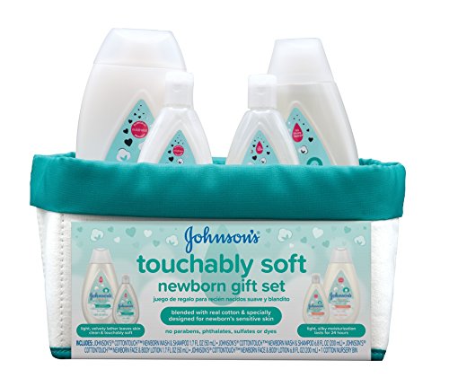 Book Cover Johnson's Touchably Soft Newborn Baby Gift Set, Baby Bath & Skincare for Sensitive Skin, 5 Items