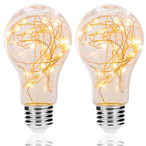 Decorative Light Bulb, DORESshop 2 Pack A19 E26 2W Vintage Edison Light Bulbs Led Decorative Antique Filament Bulbs, 15W Equivalent Starry Lights for Pendant Light Fixtures Bedroom Living Room