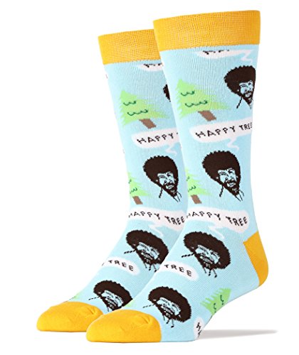 Mens Funny Novelty Crew Bob Ross Socks