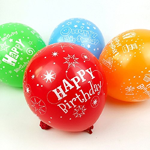 50pcs 12inch Latex Balloons for Happy Birthday Party Beautiful Flowers Printed Birthday Balloon Decoration Multicolor (Birthday)