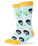 Mens Funny Novelty Crew Bob Ross Socks
