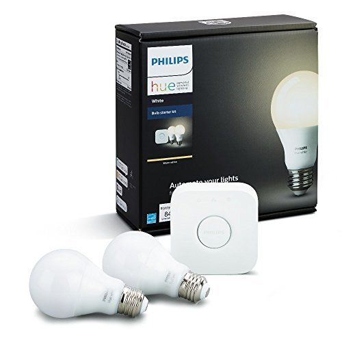 Philips Hue White A19 60W Equivalent Dimmable LED Smart Bulb Starter Kit (2 A19 60W White Bulbs and 1 Hub Compatible with Amazon Alexa Apple HomeKit and Google Assistant), 2 Pack California Residents