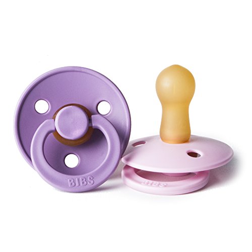 BIBS Baby Pacifier | BPA-Free Natural Rubber | Made in Denmark | Baby Pink/Lavender 2-Pack (6-18 Months)