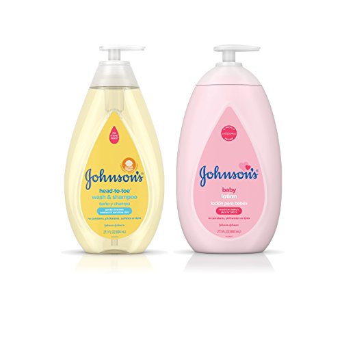 Book Cover Johnson's Head-To-Toe Gentle Baby Wash (800mL) & Johnson's Baby Lotion 27.1 fl. oz (800mL), Paraben, Sulfate, Dye, and Phthalate Free, Dual Pack