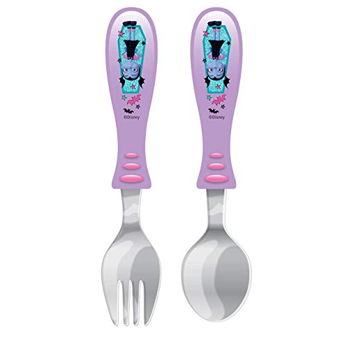 Book Cover Zak Designs Vampirina Easy Grip Flatware Fork And Spoon Utensil Set – Perfect for Toddler Hands With Fun Characters, Contoured Handles And Textured Grips, Vampirina