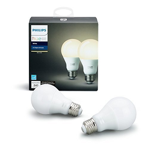 Book Cover Philips Hue White 2-Pack A19 60W Equivalent Dimmable LED Smart Light Bulbs, Works with Alexa, HomeKit & Google Assistant, (All US Residents, Hub Required)