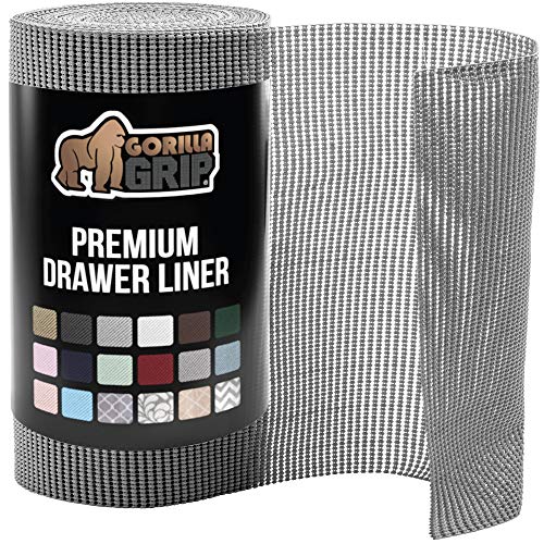 Gorilla Grip Original Drawer and Shelf Liner, Strong Grip, Non Adhesive, Easiest Install, 12 Inch x 20 FT Roll, Durable and Strong Liners, Drawers, Shelves, Cabinets, Storage, Kitchen for Desks, Gray