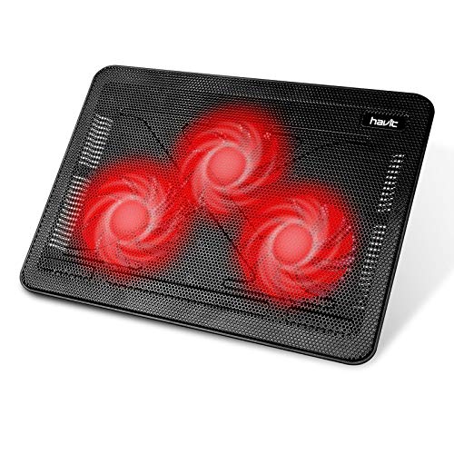Book Cover Havit HV-F2056 15.6-17 Inch Laptop Cooler Cooling Pad - Slim Portable USB Powered (3 Fans) (Black+Red)