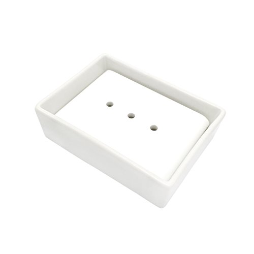 Lofekea Ceramic Soap Dish White Soap Holder for Bathroom and Shower Double Layer Draining Soap Box