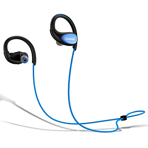 Bluetooth Earbuds Wireless Headphones Bluetooth Headset Cordless 3D Stereo Earphones w/Mic Waterproof HD Bass Sound, CVC 8.0 Noise Cancelling, Secure Hook for Sport, Workout, Running, Gym Blue