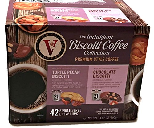 Victor Allens The Indulgent Biscotti Premium Style Coffee, Turtle Pecan & Chocolate, 42 Count (Pack of 1)
