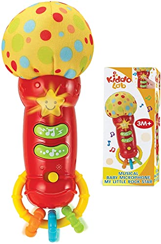 Book Cover Kids Microphone Toy. My First Play Toy Microphone with Sounds and Teethers / Rattle. Battery Operated Toy Microphone for Toddlers and Babies 3 Months Up