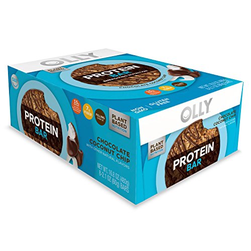 OLLY Plant-Based Protein Bar, Chocolate Coconut Chip, 2.1 Ounce Bars (Pack of 8) 15g Protein Non-GMO Gluten- Free A Well Rounded Snack for Your Healthy Lifestyle