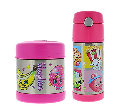Book Cover Thermos FUNtainer Vacuum Insulated Stainless Steel 10oz Food Jar & 12oz Water Bottle w/Straw Set - Tasteless and Odorless, BPA-Free, Great for Children, Lunchbag, Travel-Shopkins