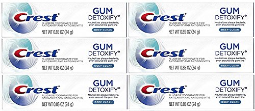 Book Cover Crest Gum Detoxify Toothpaste, Deep Clean, Travel Size, 6 Pack Each 0.85 oz (24g)