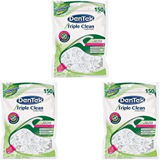 Dentek Triple Clean Floss Picks, 150 Count (Pack of 3)