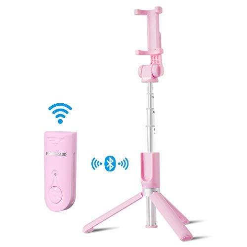 Book Cover POWERADD Selfie Stick Tripod Bluetooth, Extendable Phone Selfie Stick with Wireless Remote Compatible with iPhone XS/XR/X/SE/8/8 Plus/7/7 Plus/6/6s, Samsung S9/S8/S7, Android and More-Pink
