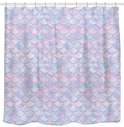 Book Cover 3D Mermaid Scales Shower Curtain Lilac Purple Pink Blue Ocean Theme Bathroom for Girls Bedroom Wall Decortation as Tapestry and Photo Booth Backdrop