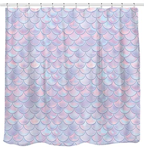 3D Mermaid Scales Shower Curtain Lilac Purple Pink Blue Ocean Theme Bathroom for Girls Bedroom Wall Decortation as Tapestry and Photo Booth Backdrop