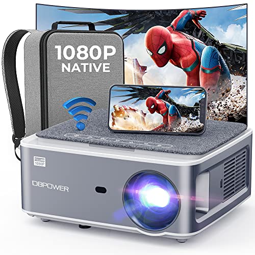 DBPOWER Projector 4K Support, 10000L 400 ANSI Native 1080P 5G WiFi Mini Projector, Support 4P+4D Keystone & 50% Zoom & PPT, 300" Full HD Outdoor Movie Projector Compatible w/Phone/Laptop/DVD/PC/TV