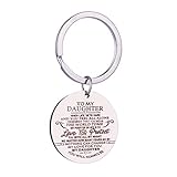 Giftale Family inspirational Keychain Gifts Engraved Words To my Daughter Key Ring you will always be my daughter Car key Ring