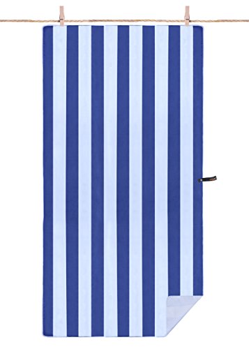 SUNLAND Microfiber Towel Ultra Compact Absorbent and Fast Drying Travel Sports Beach Towels (Blue/White, 1 Pack 32inch x 60inch) â€¦