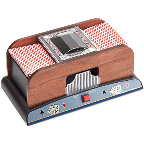 Casino Automatic Card Shuffler for Poker Games(2 Deck, 4 Deck, 6 Deck) (Wooden - 2 Deck)