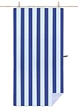 SUNLAND Microfiber Towel Ultra Compact Absorbent and Fast Drying Travel Sports Beach Towels (Blue/White, 1 Pack 32inch x 60inch) …