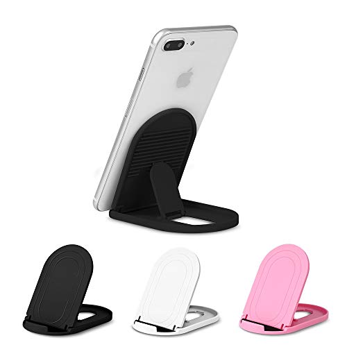 Book Cover Cell Phone Stand 3Pack, Ama Forest Portable Foldable Desktop Cell Phone Holder, Adjustable Universal Multi-Angle Cradle Stands for Tablet iPad iPhone X/xr/xs max Samsung Galaxy, Black, White, Pink