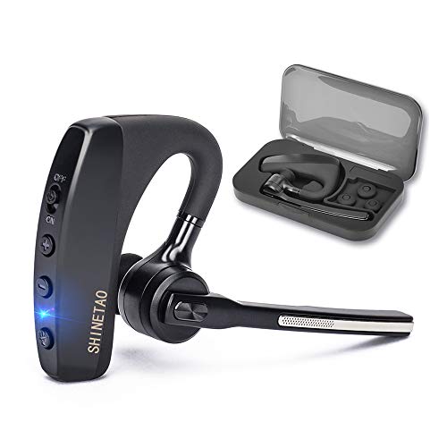 Book Cover Bluetooth Headset V4.2, SHINETAO Hands-Free Bluetooth Earpiece Cell Phones, 2 HD Microphones Wireless Earpieces Business/Driving/Office, Compatible with iPhone/Samsung/Android