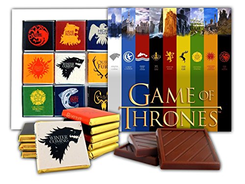 Book Cover DA CHOCOLATE Souvenir Candy GAME OF THRONES Great Houses of Westeros Chocolate Gift Set Famous TV series design 5x5in 1 box (Castles Prime 2)(0433)