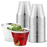 Stock Your Home 9 oz Silver-Rim Disposable Plastic Cups (100 Pack) Elegant Tumblers Glasses for Parties, Weddings, Holidays, Dessert Tumbler, Bulk Drinking Cup for Fruit Punch, Cocktails, Wine