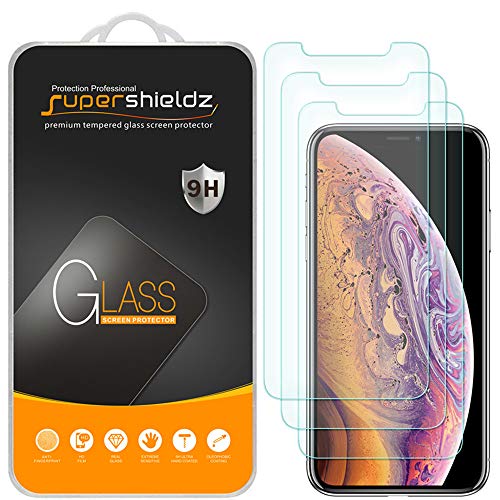 (3 Pack) Supershieldz for Apple iPhone Xs and iPhone X Screen Protector, (Tempered Glass) 0.2mm, Anti Scratch, Anti Fingerprint, Bubble Free,
