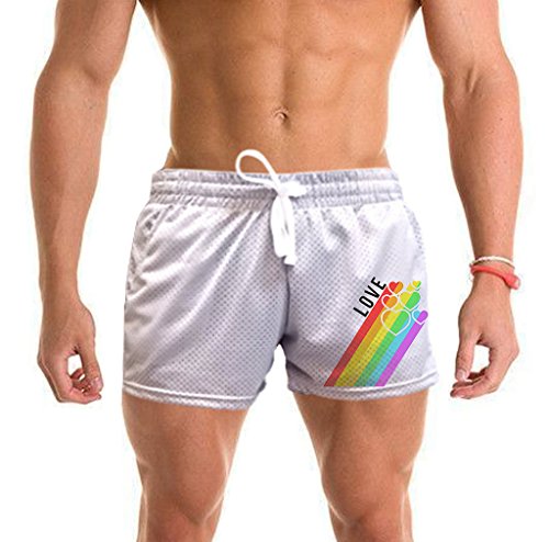 Men's Love Over The Rainbow B778 Gray Mesh Gym Shorts