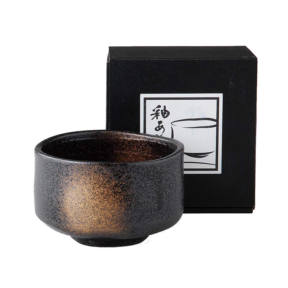 Black Sandblasted Matcha Bowl Ochawan by Alenet Traditional Ceramics Made in Japan