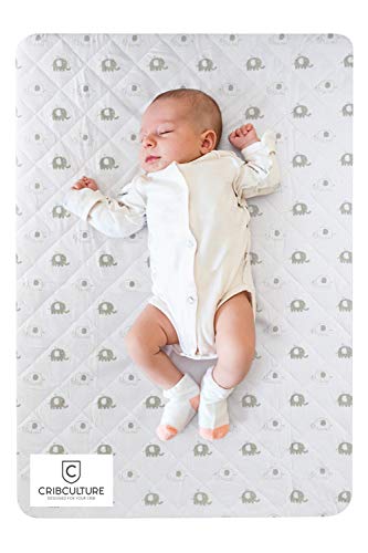 CC Pack N Play Mattress Pad Cover Protector, Fitted and Padded Baby Playard Mattress Pad for Pack and Play, Portable Mini Crib, Play Yard, Hypoallergenic Topper Pads, Washer, Dryer Safe