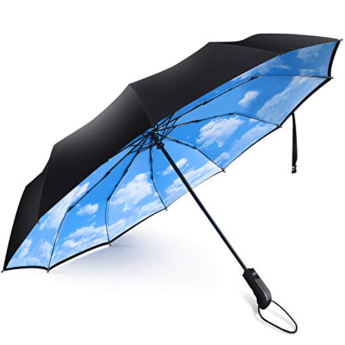 Travel Umbrella Windproof Double Canopy Vented Windproof, Waterproof Auto Open/Close Umbrellasï¼ŒExtra Large Oversize Travel Umbrella,Double Layer Anti-UV Umbrella, (10 Ribs)